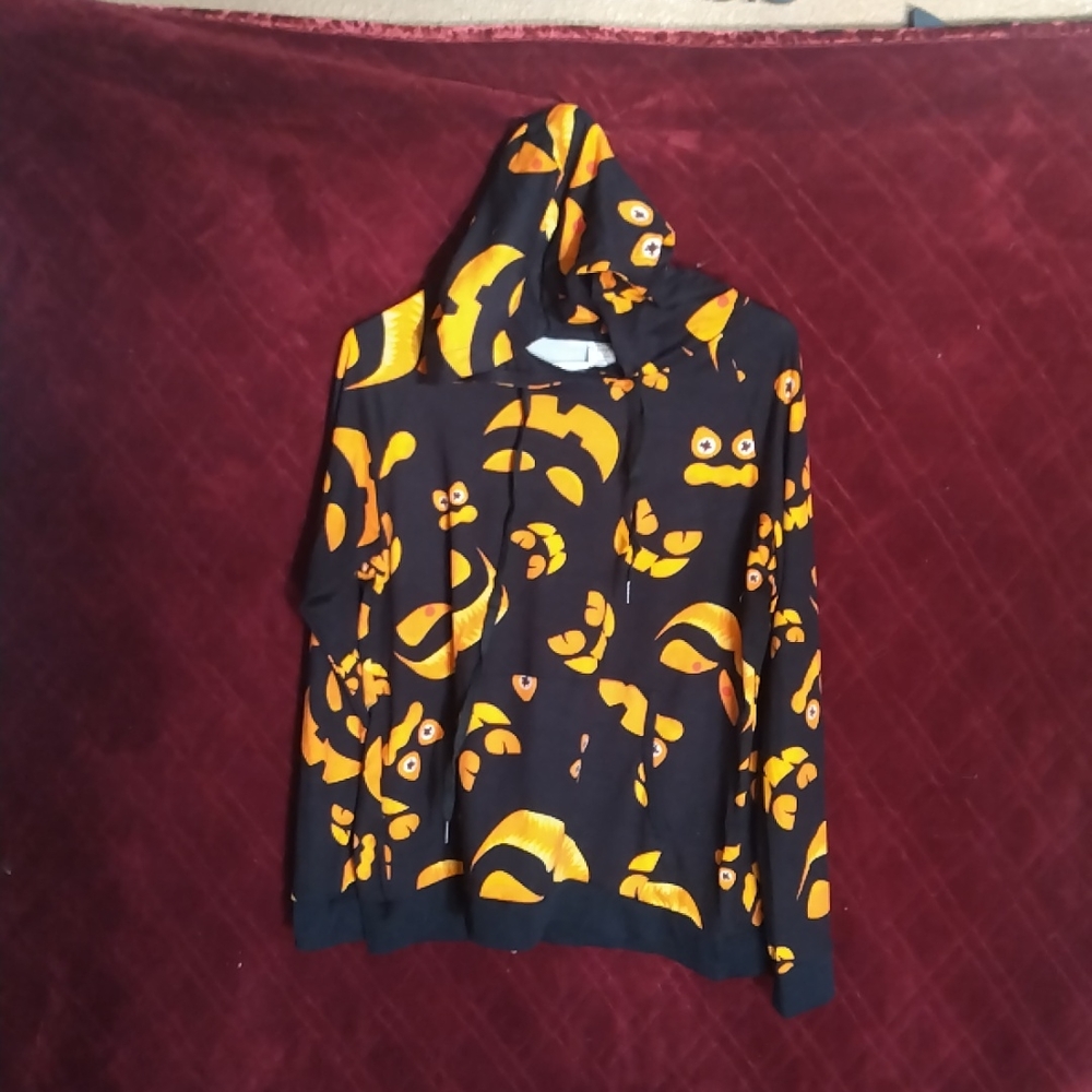 Halloween black and orange sweater with hoodie